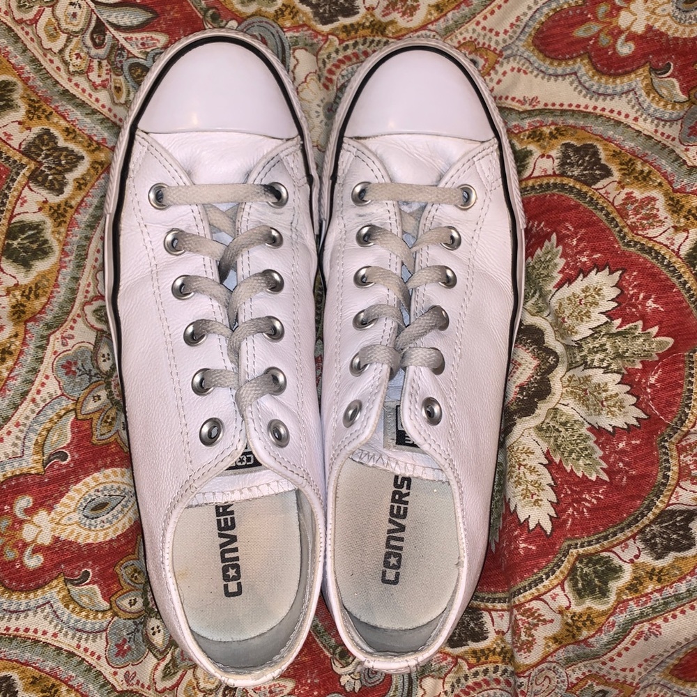 White & Black Leather Converse